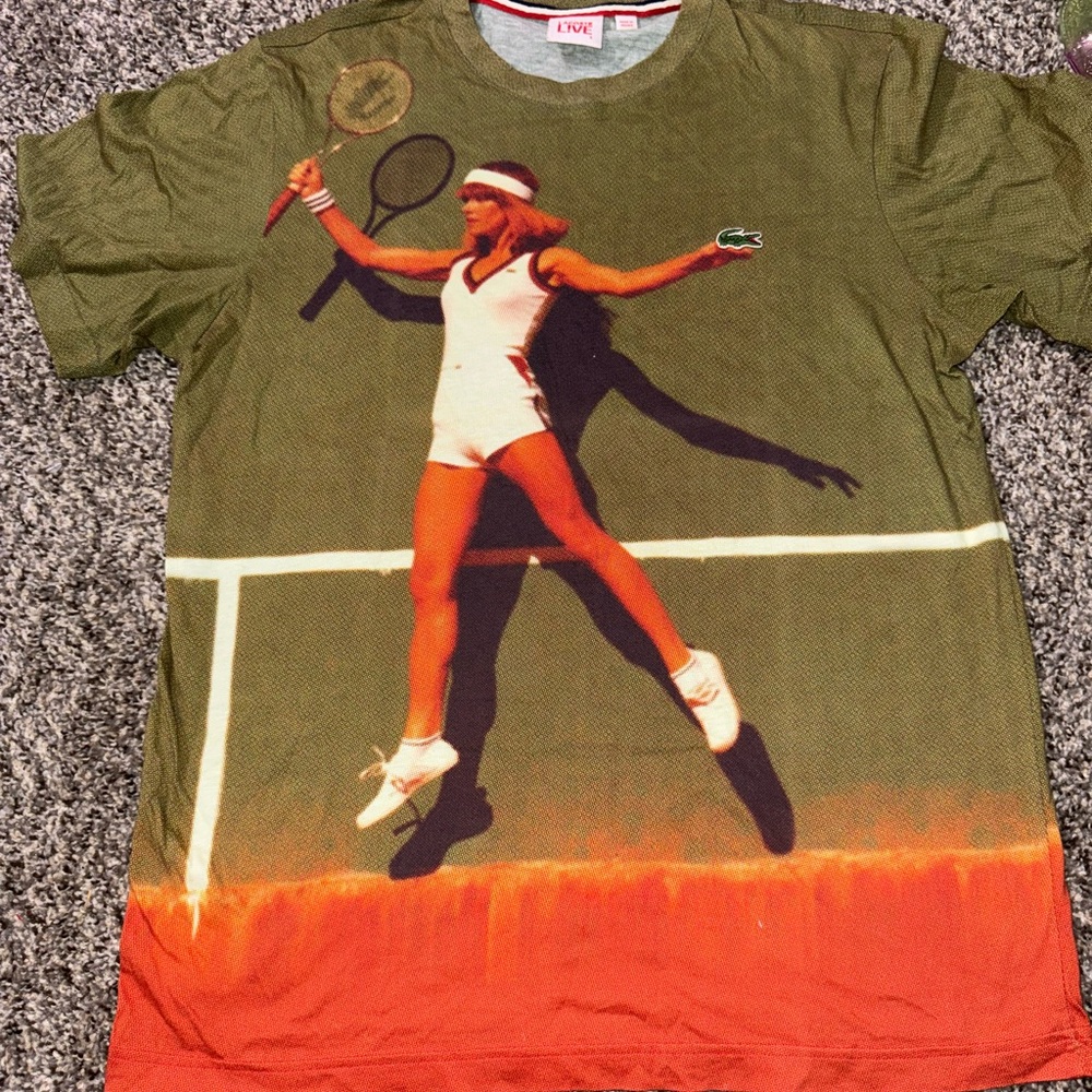 Lacoste Live Olive T-Shirt with Graphic Accents